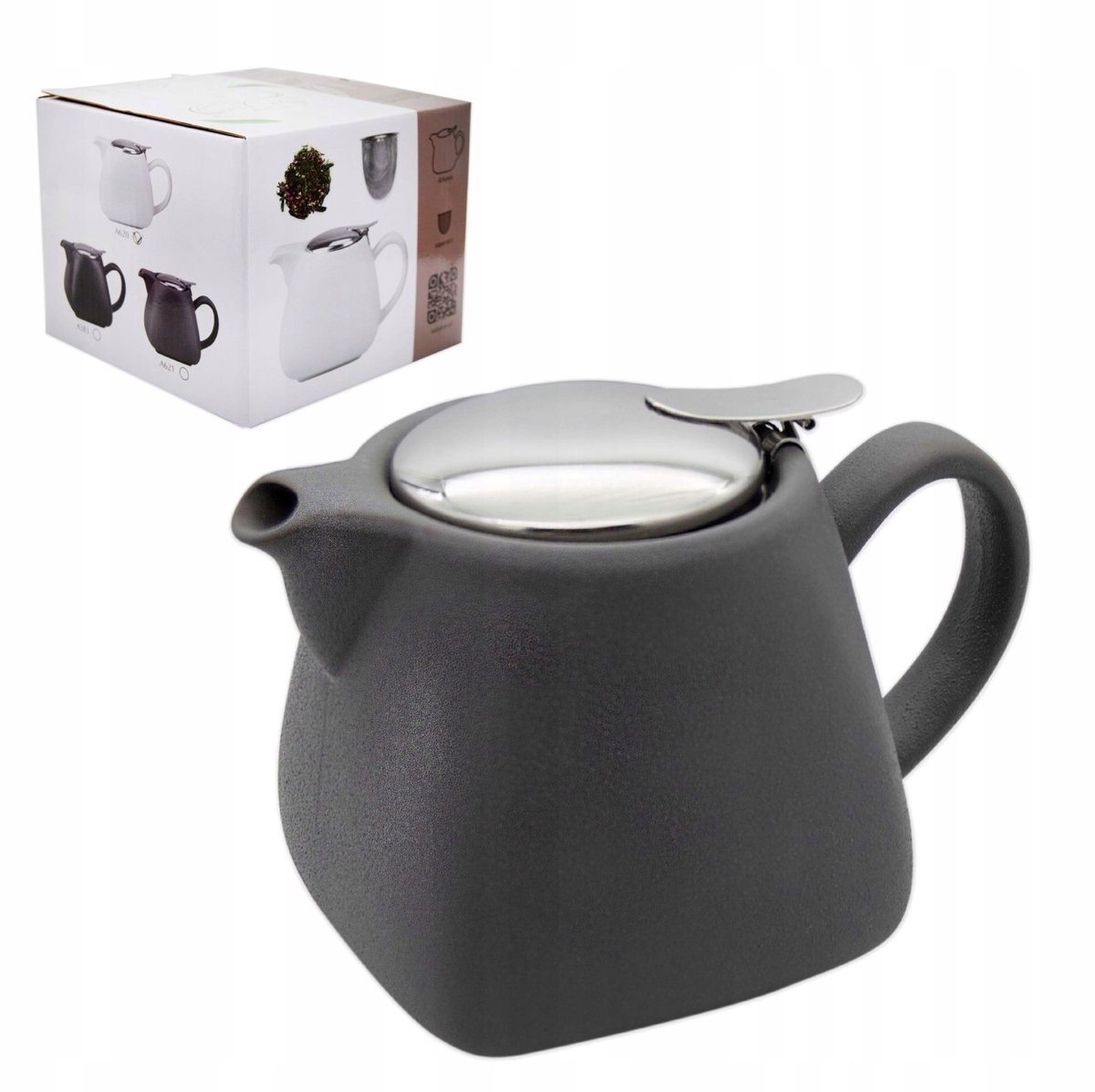 Keramische theepot met RVS filter, 0.85L, Antraciet