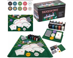Poker Set 200 Chips, Kaarten & Speelmat