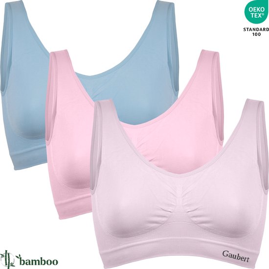Lot de 3 BH Comfort sans coutures en Bamboe - Soutien-gorge sans armatures - Rembourrage - Sous-vêtements en Bamboe - Multicolore - Taille L/XL - GBTW-3106- Mix-2