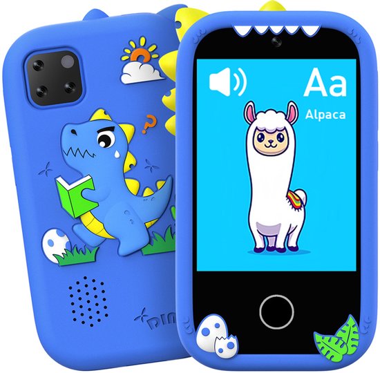 Foto: Speelgoed telefoon kindertelefoon camera video spelletjes dinosaurus blauw