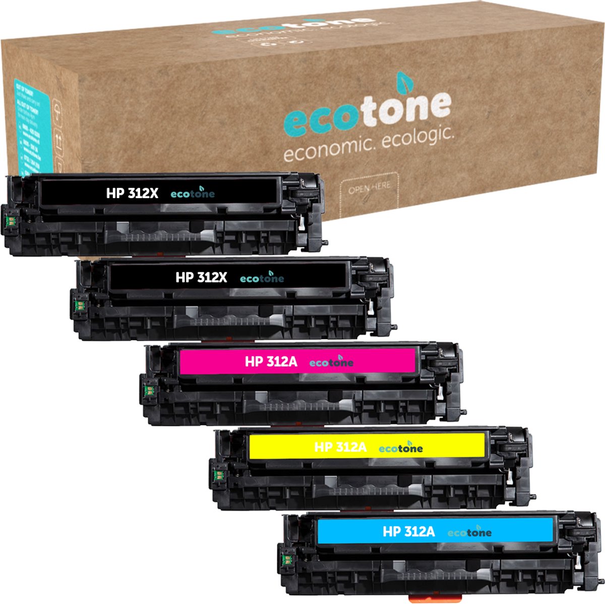 Ecopack (Replaces HP 312X/312A toner) 2xBL + 1xCMY - (BL 2x4400 Pages) (CMY 3x2700 Pages)