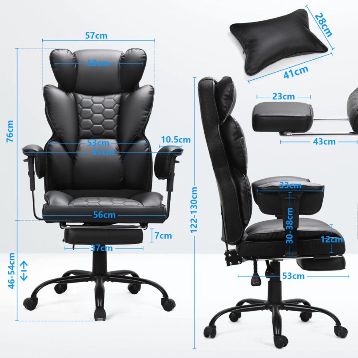 Gamingstoel met Geïntegreerde Voetsteun Draaistoel sportstoel - Ergonomische Bureaustoel voor Zware Gebruikers 150kg – foto 2