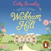 Boekomslag van Wickham Hall met een landhuis in een tuin vol bloemen, vlinder en koppel onder een blauwe lucht.