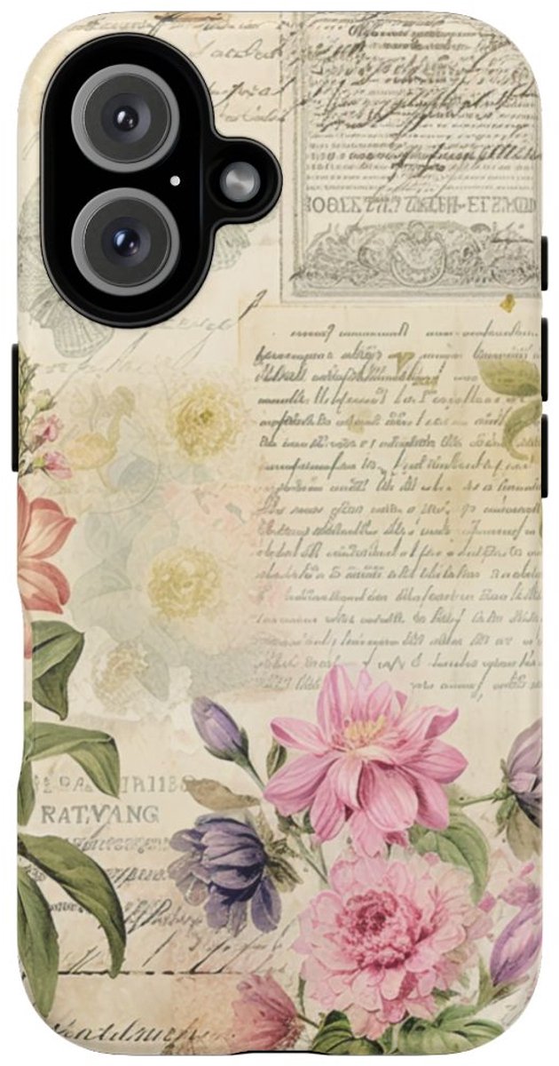 Vintage Bloemen Collage – Telefoonhoesje Geschikt voor iPhone 16