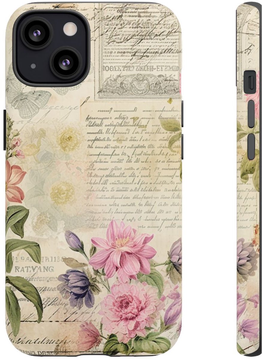 Vintage Bloemen Collage – Telefoonhoesje Geschikt voor iPhone 13