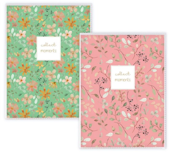 Goldbuch - Pack économique de 2 albums Floral Whisper Insert - Vert/Rose - 32 photos 13x18 cm