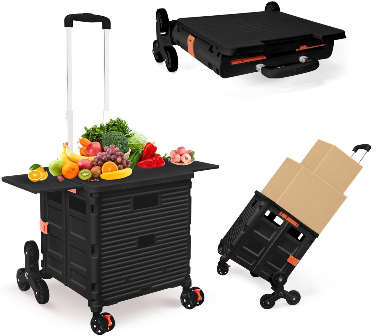Azomor® Opvouwbare multifunctionele wagen met trapklimwielen en magnetisch deksel