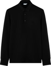 Vercate - Heren Polo Lange Mouw - Strijkvrij Poloshirt - Zwart - Slim Fit - Excellent Katoen - Maat XL