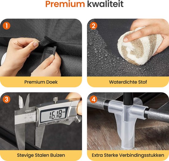 Goliving Opvouwbare Kledingkast - Garderobekast - 175 x 150 x 45 cm - Kleerkast - Stoffen Vouwkast - Campingkast - Zwart