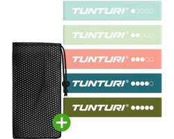 Tunturi 5 Weerstandsbanden Set - Mini Power body band - Weerstandsband - Fitness elastiek - Fitnessband - Trainingsband - Gymnastiekband - Incl. gratis fitness app