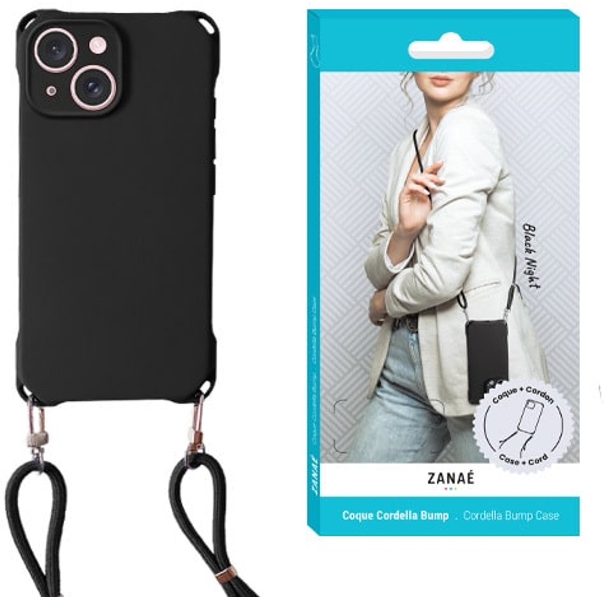 Zanae - Backcover iPhone 15 - Cordella Bump - Zwart