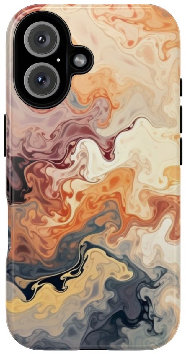 Dynamisch Abstract Oranje-Grijs Patroon – Telefoonhoesje Geschikt voor iPhone 16