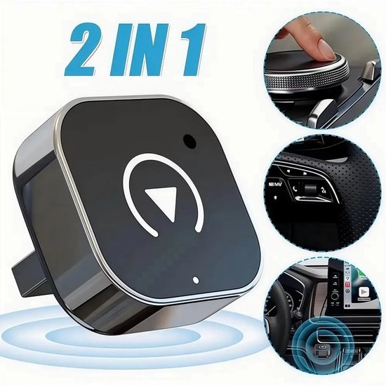 2-in-1 Draadloze CarPlay- en Android Auto-Adapter - Plug & Play CarPlay-Dongle Converteert Bedraad Naar Draadloos, Snelle Automatische Verbinding - Geen Vertraging, Compact (Zwart)