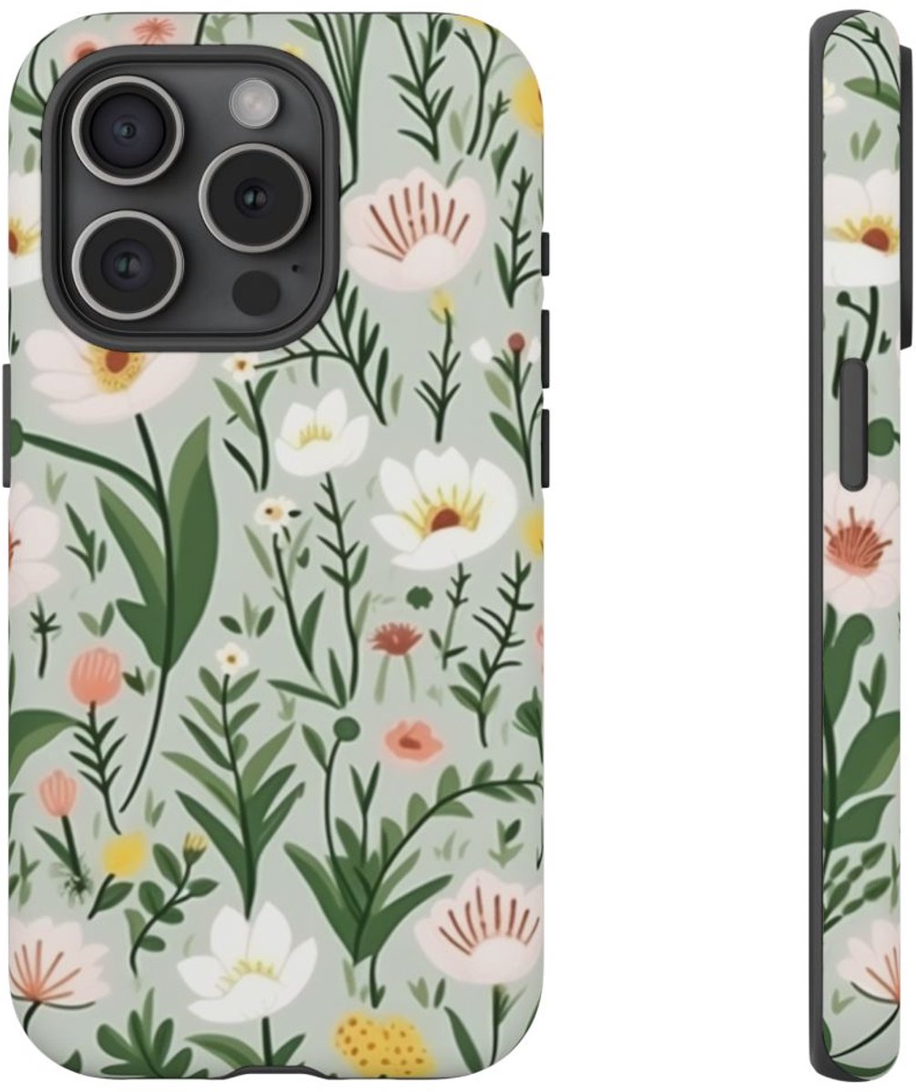 Weelderig Bloemenweidepatroon – Telefoonhoesje Geschikt voor iPhone 15 Pro