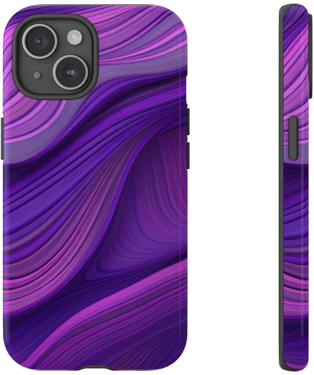 Paars Golvend Patroon – Telefoonhoesje Geschikt voor iPhone 15