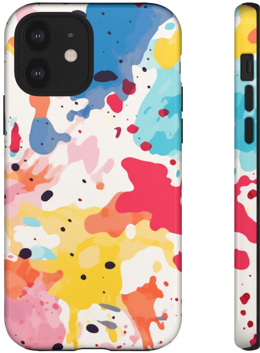 Kleurrijke Verfspatten Abstract Patroon – Telefoonhoesje Geschikt voor iPhone 12
