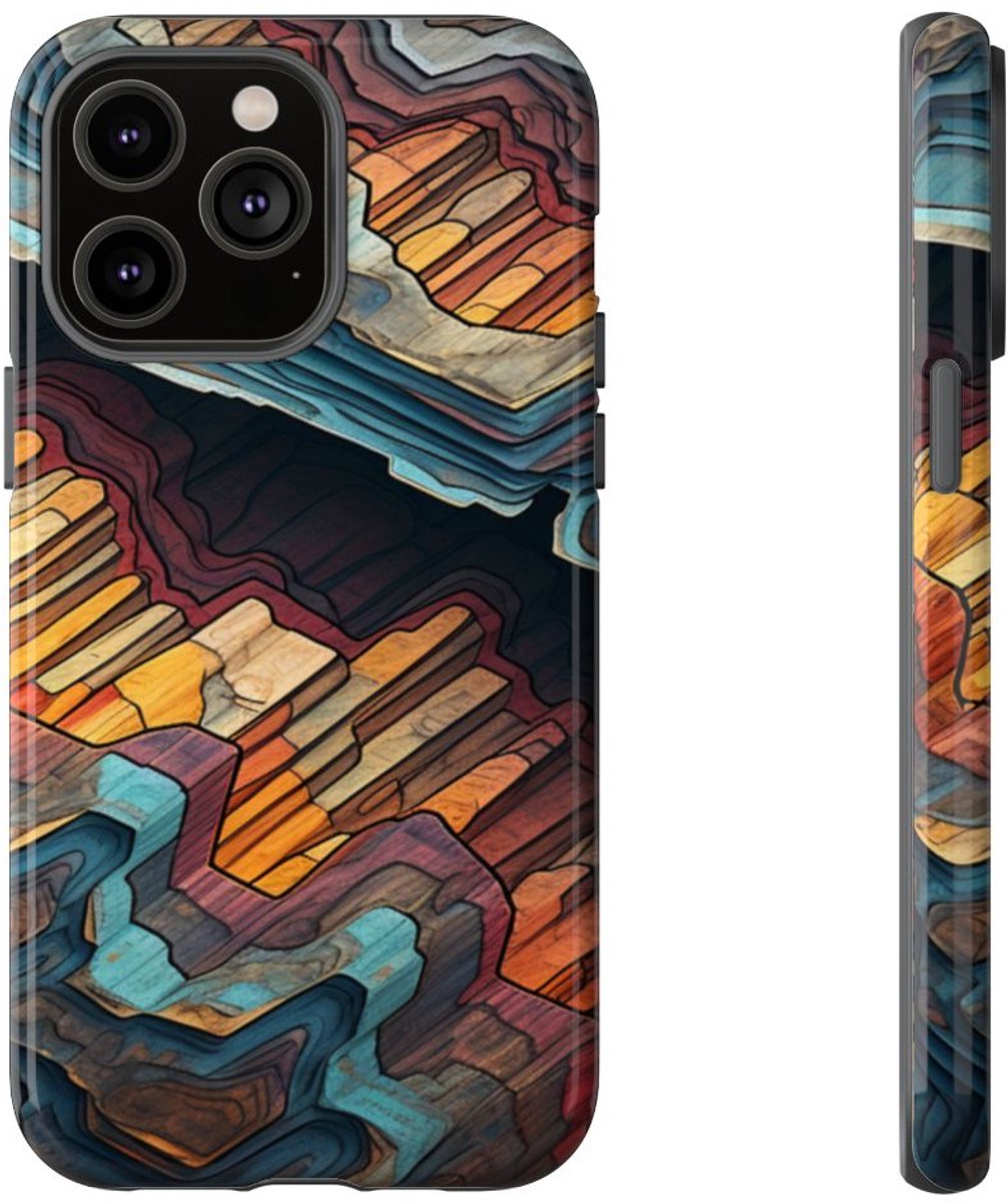 Gelaagd Abstract Geodepatroon – Telefoonhoesje Geschikt voor iPhone 14 Pro Max