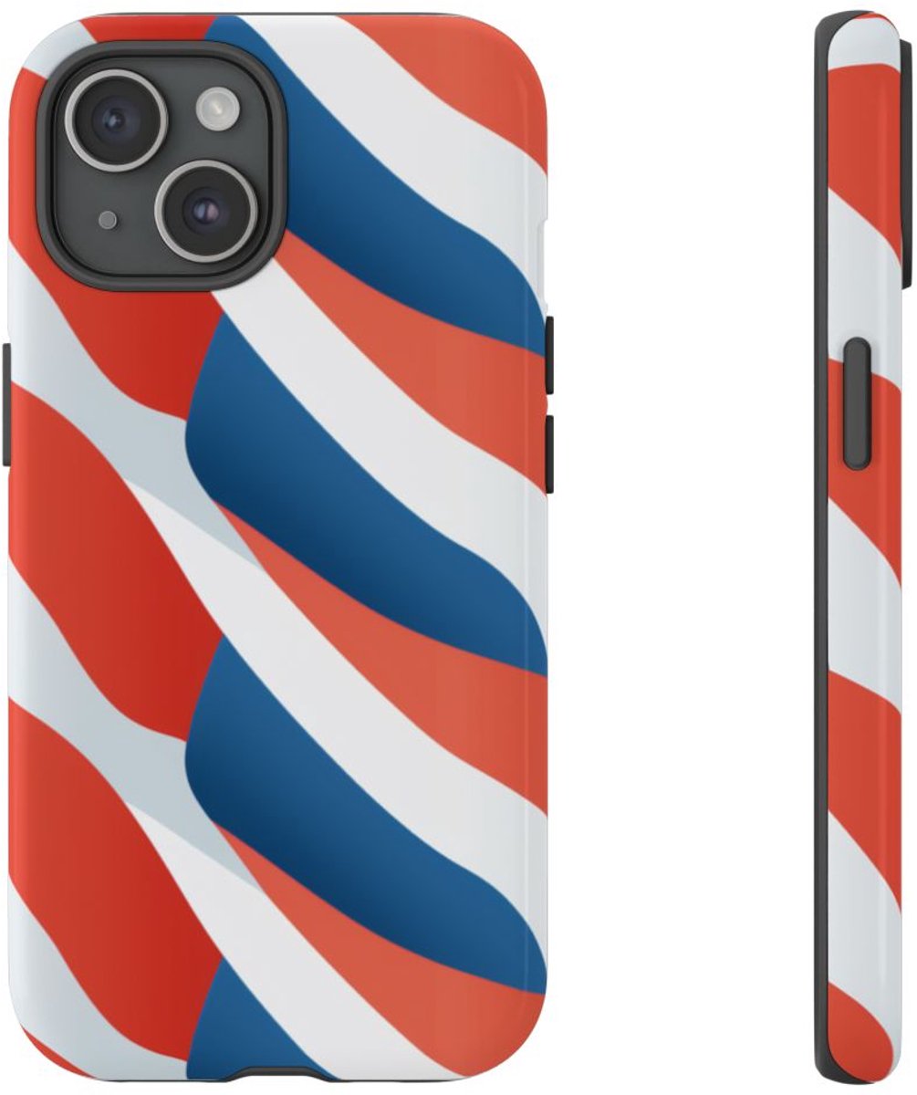 Minimalistisch Frans Vlagpatroon – Telefoonhoesje Geschikt voor iPhone 15