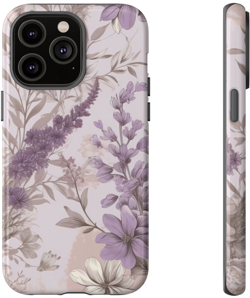 Lavendel Bloemenpatroon – Telefoonhoesje Geschikt voor iPhone 14 Pro Max