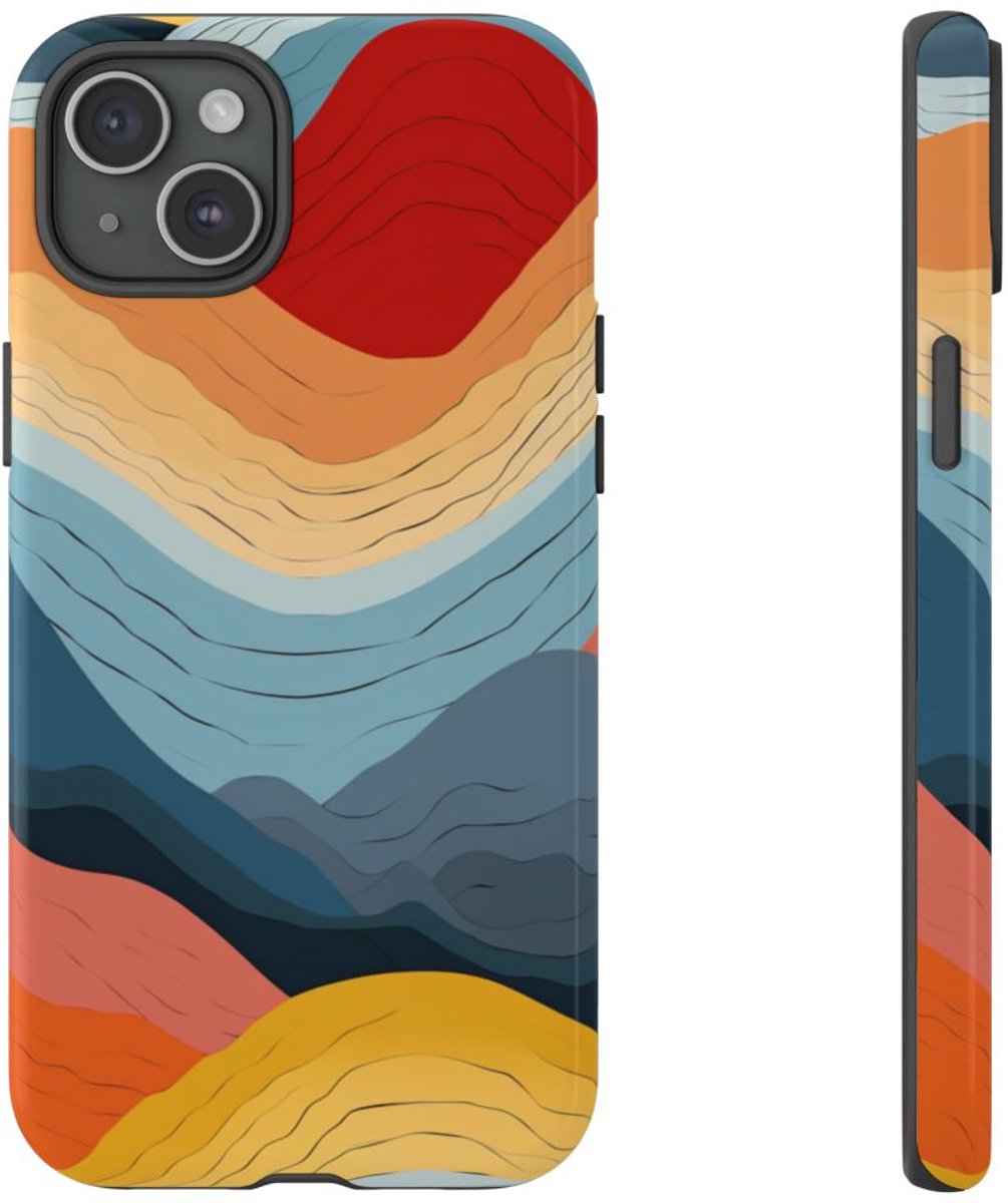 Abstracte Kleurrijke Bergen – Telefoonhoesje Geschikt voor iPhone 15 Plus