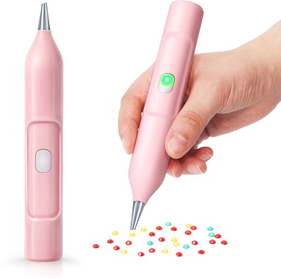 Rubye® – Elektrische Diamond Painting Pen – Met Vacuümtechniek – Oplaadbaar via USB-C – Comfortabel in Gebruik – Voor Ronde en Vierkante Steentjes – Roze