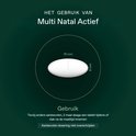 Illustratie van een witte, ovale tablet van 19x8 mm. Bonusan Multi Natal Actief: 2 maal daags een tablet.