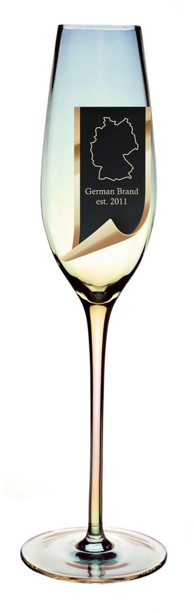 Intirilife Champagneglas met Regenboog Glinstering en Golvende Vorm - 200 ml Inhoud - Prosecco Mousserend Glas Vaatwasmachinebestendig Schokbestendig Kristalglas