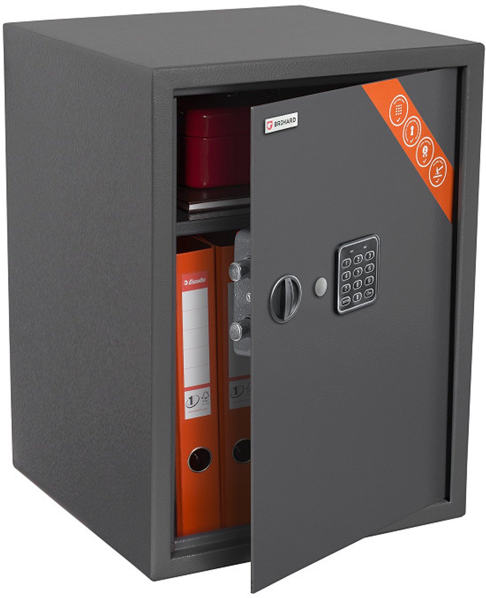 BRIHARD BUSINESS XL E - kluis - 2 mm staal - elektronisch slot - 1 stuks - donkergrijs met verstelbare plank
