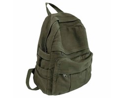 Canvas rugzak geschikt voor dames, vintage esthetische rugzak, basisrugzak geschikt voor middelbare scholieren/studenten, reistas geschikt voor laptops, olijfgroen, medium, reisrugzak