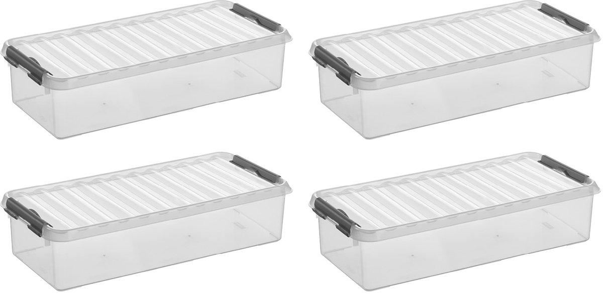 Sunware Q-Line opbergbox 6.5L - Set van 4 - Transparant/Grijs