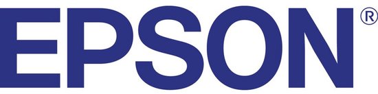 Het blauwe Epson logo op een witte achtergrond.