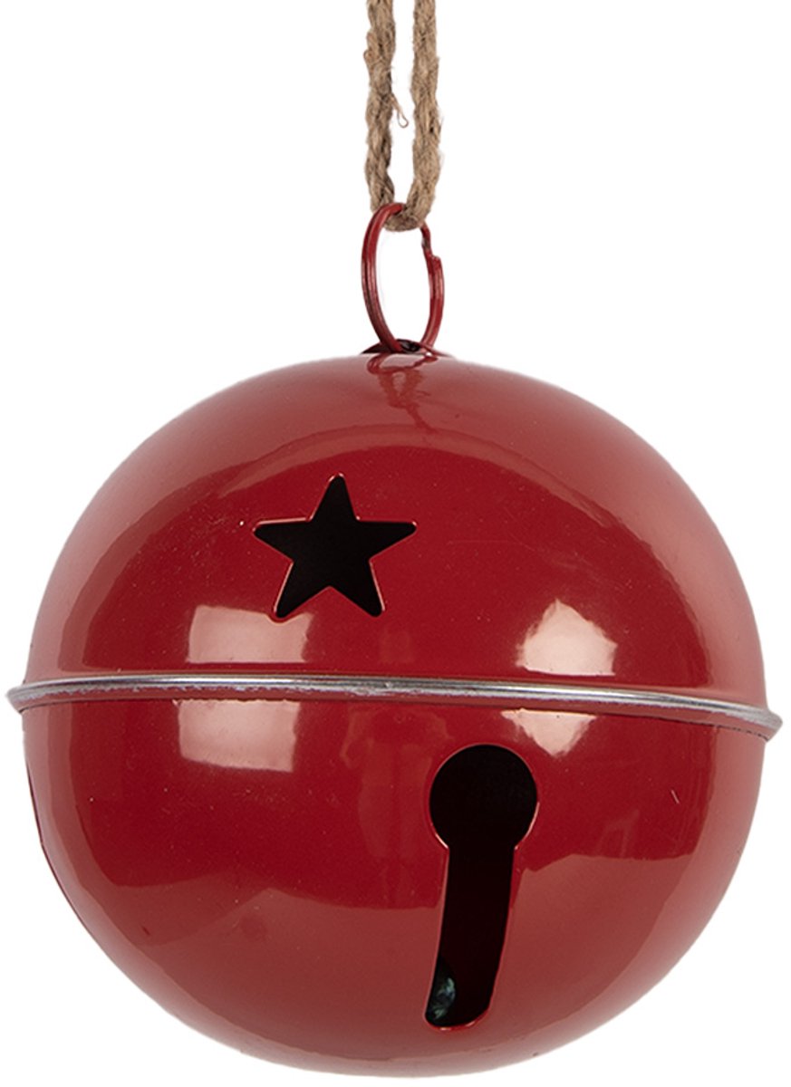 Clayre & Eef Decoratie Bel Ø 20x23 cm Rood Metaal