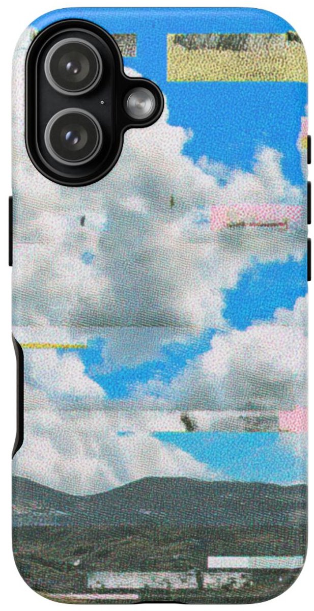 Glitch Landschap met Wolkenlucht – Telefoonhoesje Geschikt voor iPhone 17