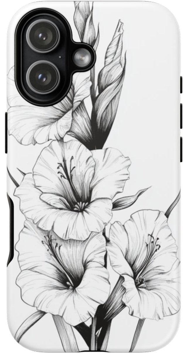 Fijne Lijn Gladiolen Bloemmotief – Telefoonhoesje Geschikt voor iPhone 17