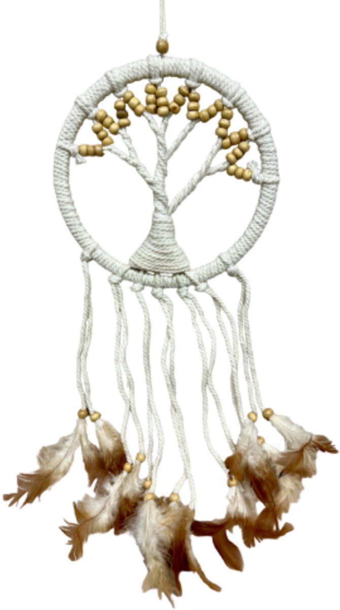 Ruben Robijn Dromenvanger - Tree of Life - Beige kralen - 17cm - Dreamcatcher n.n.b