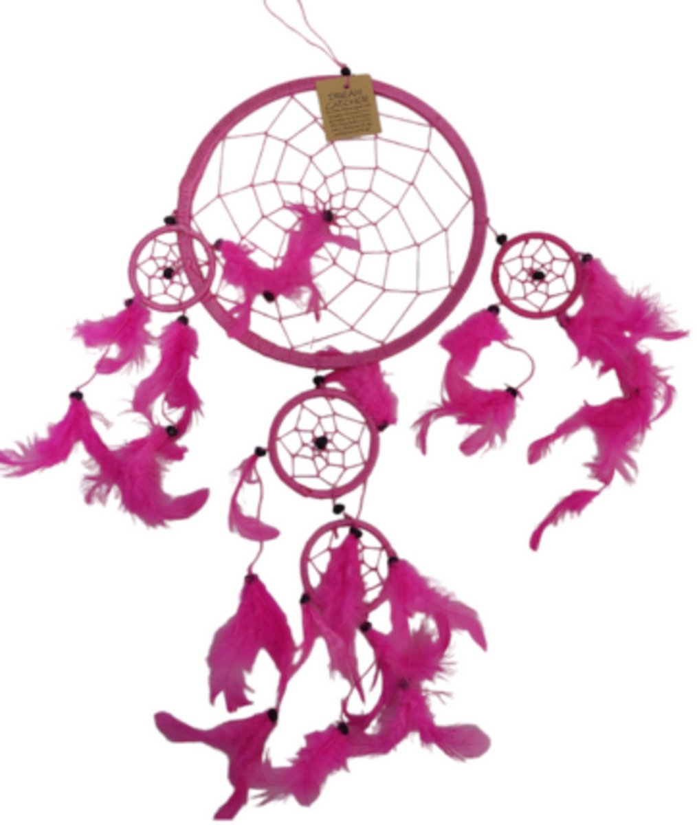 Ruben Robijn Dromenvanger - 22 cm - Roze - alleen veren - Dreamcatcher