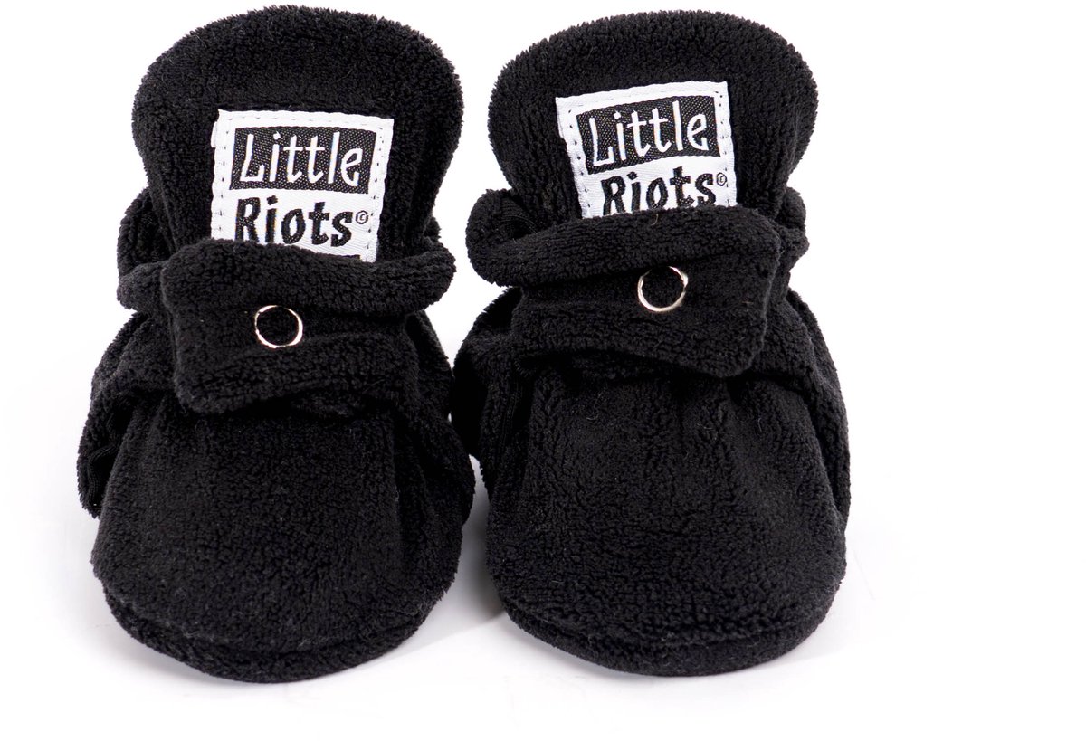 Little Riots - Babyslofjes - Fleece Original - Zwart - 3-6 Maanden (10cm) - Schoenmaat 16-17