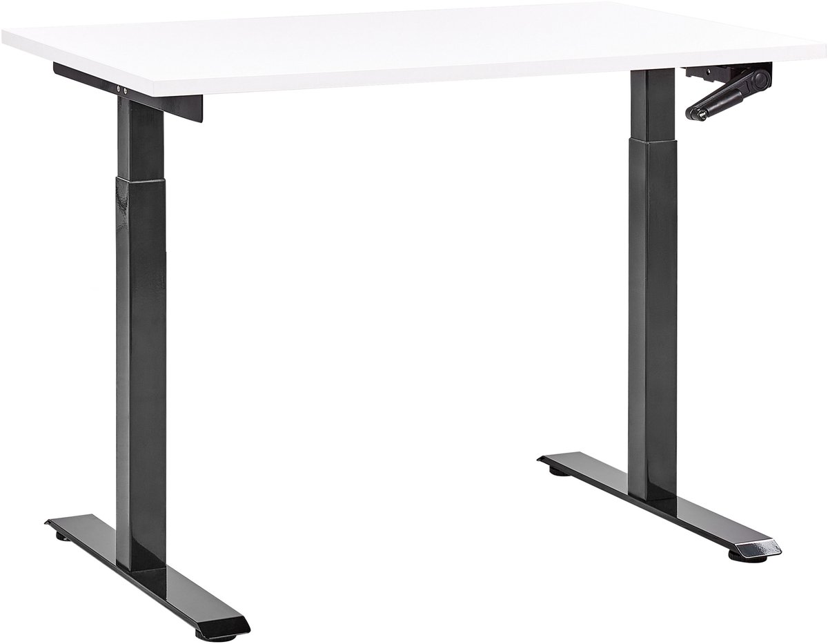 DESTINES - Verstelbaar bureau - Wit/Zwart - 120 x 72 cm - Spaanplaat