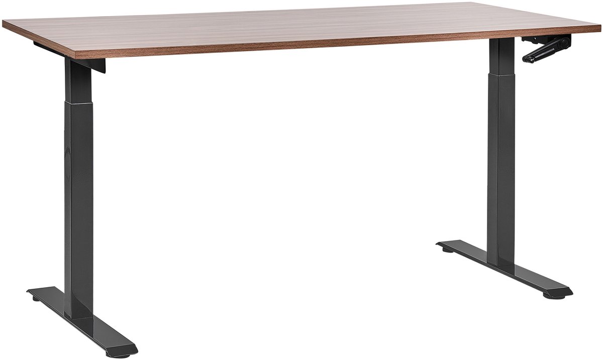 Beliani DESTINES - Verstelbaar bureau - Bruin/Zwart - 160 x 72 cm - MDF