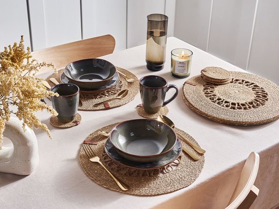 BELIANI PEPPERBERRY - Set de 12 sets de table et dessous de verre - Naturel - Jute