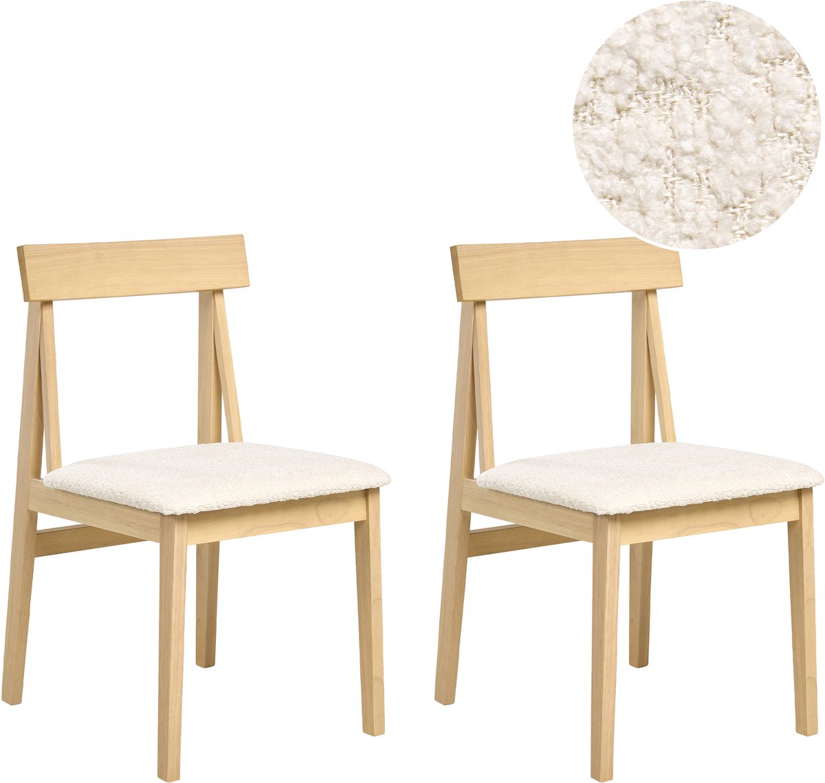 ISLE - Eetkamerstoel set van 2 - Lichtbruin/Lichtbeige - Rubberhout