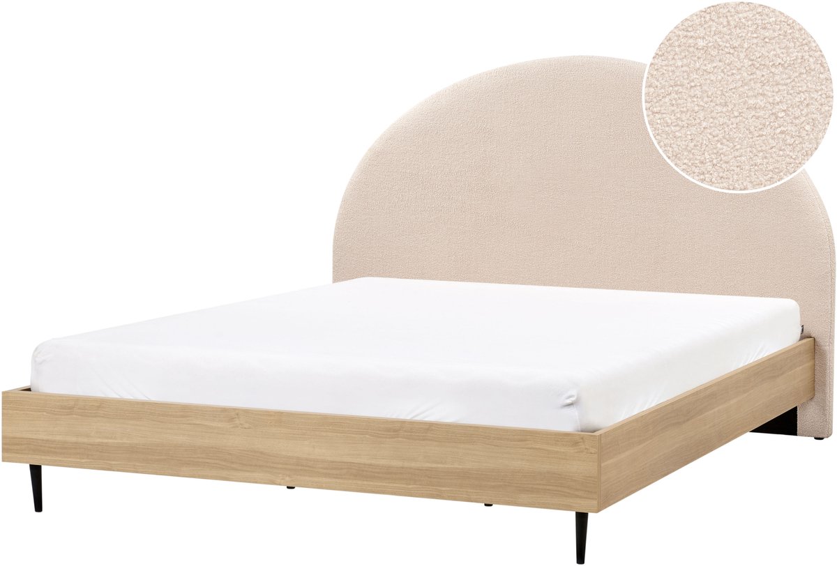 BELIANI MILLAY - Bed - Beige - 180 x 200 cm - Bouclé