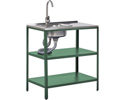 BELIANI VILAMA - Buitenkeuken met spoelbak - Groen - 80x50x92 cm - Staal