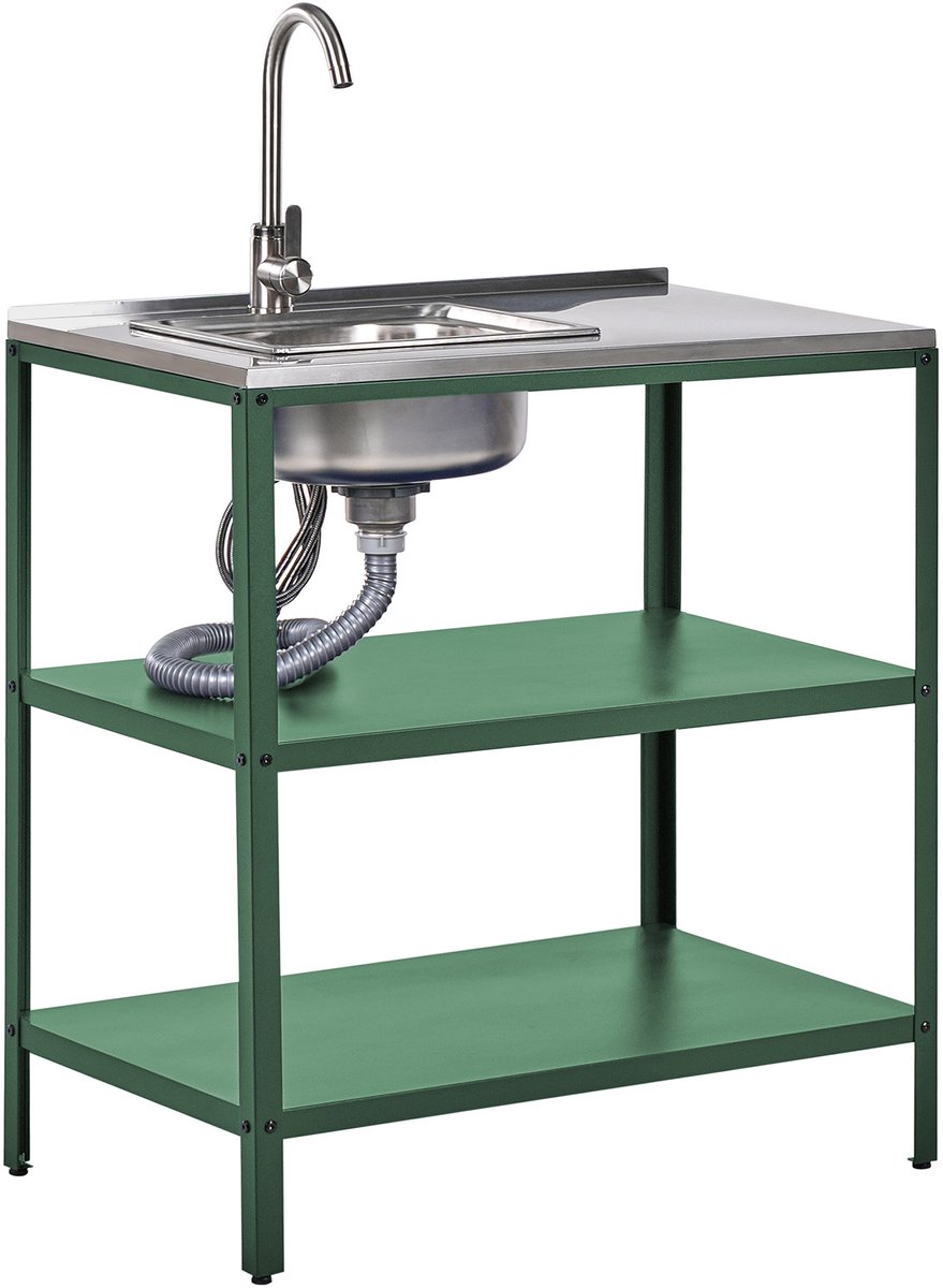 BELIANI VILAMA - Buitenkeuken met spoelbak - Groen - 80x50x92 cm - Staal