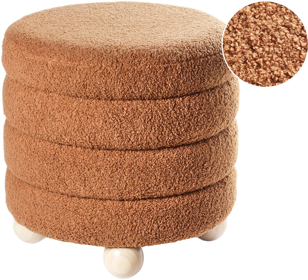CHILLY - Poef - Goudbruin - Bouclé