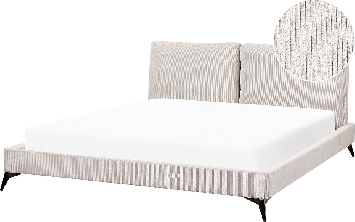 MELLE - Tweepersoonsbed - Lichtbeige - 180 x 200 cm - Corduroy