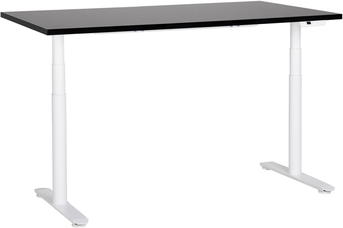 BELIANI DESTINAS - Elektrisch Verstelbaar bureau - Zwart/Wit - 160 cm - MDF