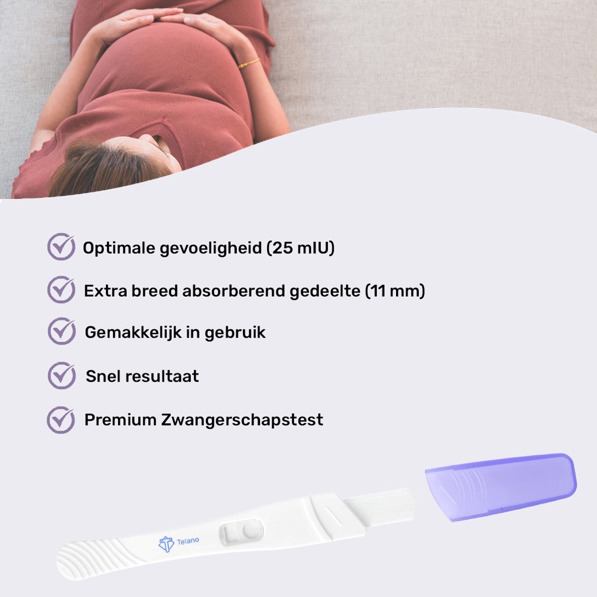 Zwangerschapstest Premium 4 stuks Extra Vroeg Midstream - Telano Zwangerschapstesten – foto 5