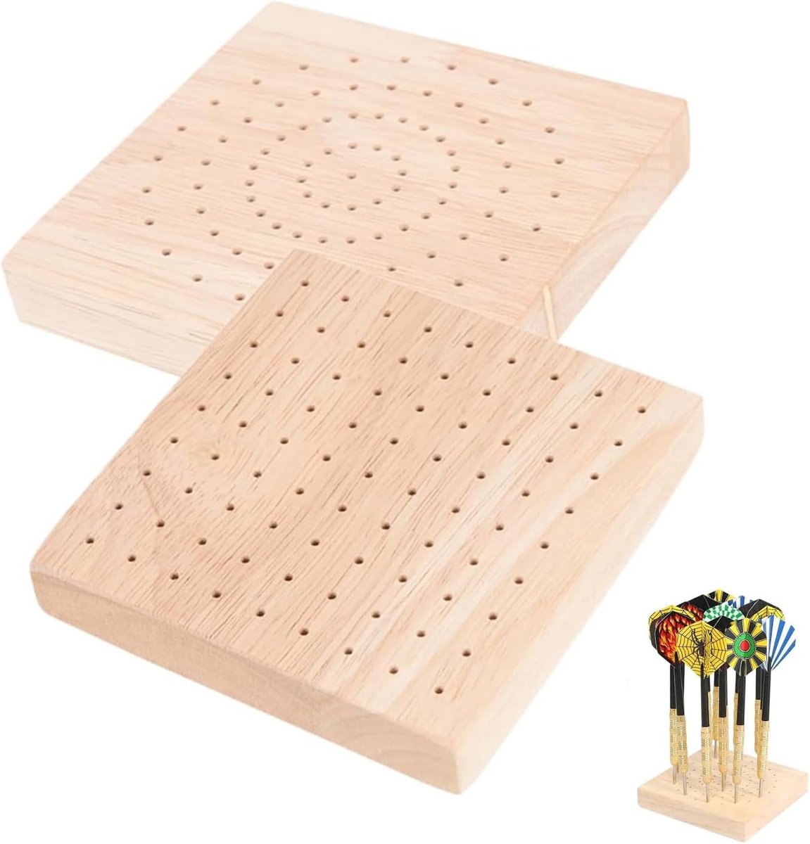 2 stuks verschillende plaatsing van de gaten voor darts - houten dartstandaard voor het opbergen van stalen darts en softdarts van verschillende soorten - dartsaccessoires