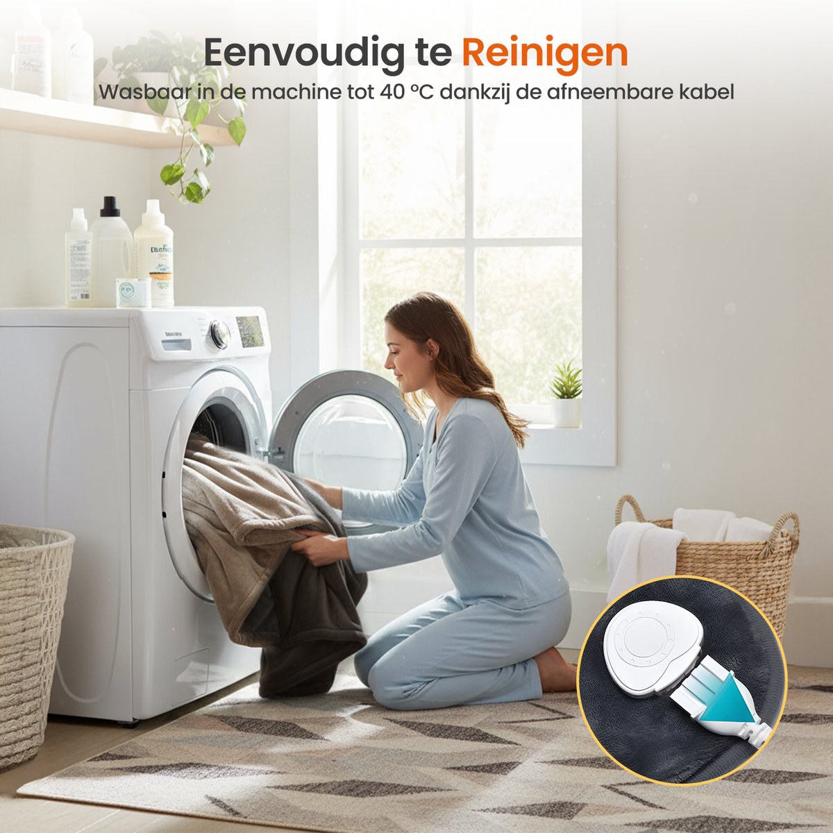 Goliving Elektrische Fleece Plaid - Warmtedeken - Verwarmende Fleecedeken - Elektrische Deken - 3 Warmtestanden - Machinewasbaar - 120 Watt - 2.5 Meter Snoer - Sherpa Flanel - 160 x 120 cm - Donkergrijs – foto 4